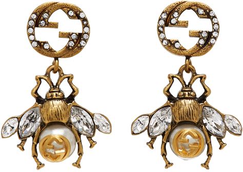 gucci bee hoop earrings|Bee earrings with Interlocking G .